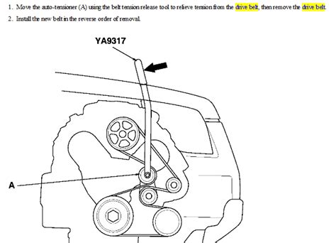 Then go back up top and tighten the long (pulley) bolt to torque. . 2012 honda pilot belt diagram